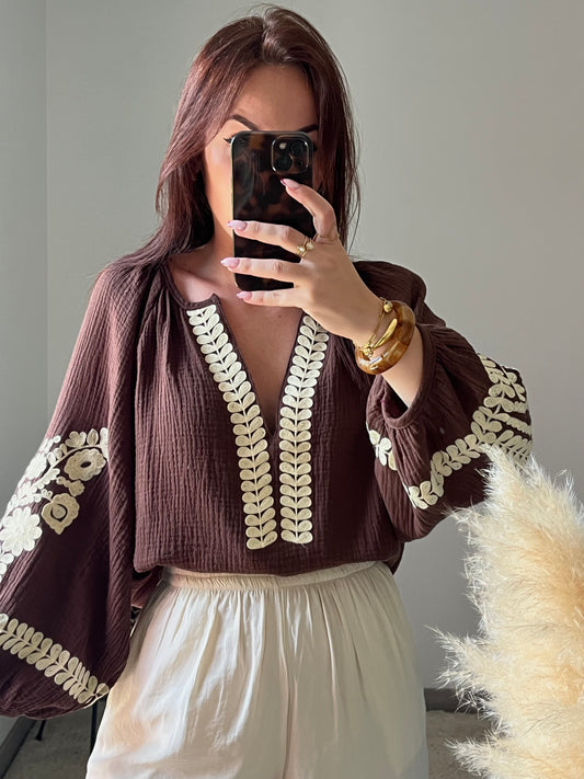 Blouse Lily - Marron